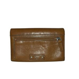 Fossil Tan Leather Wallet with Zip Pocket